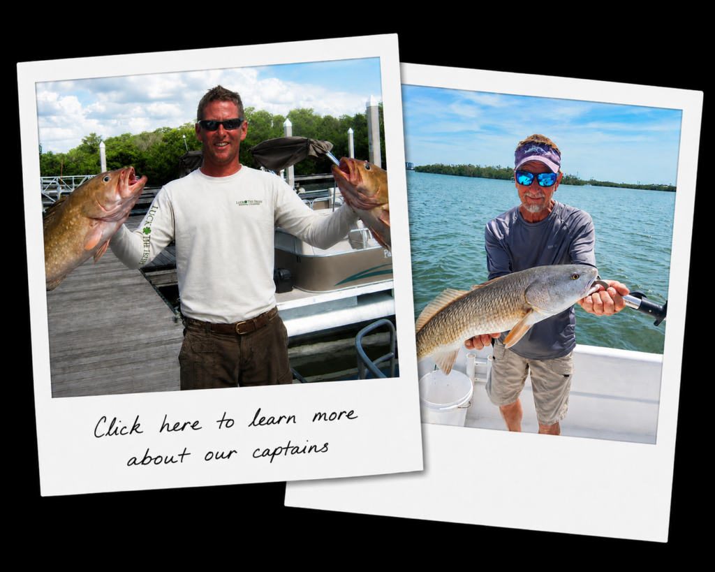 Captain Rich and Captain Kenny on polaroid pics holding fish