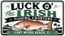Luck o' the Irish Fishing Charter's logo with a redfish